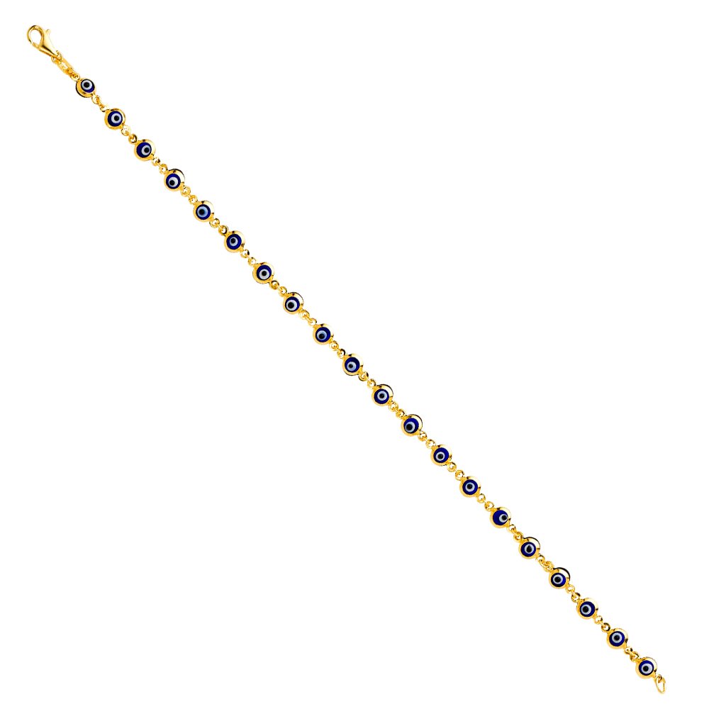 eye ブレスレット Enamel Evil Eye Bracelet 14K Yellow Gold 7.25