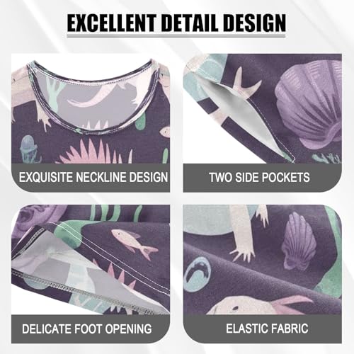 Pajama Sets Short Sleeve Aquatic Creatures Pattern Print Soft Cotton Summer Sleepwear 2 Piece PJS Size 5-14T3