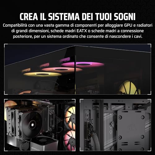 CORSAIR iCUE LINK 3500X RGB Mid-Tower ATX Case per PC a Doppia Camera - Vetro Panoramico Temperato - Compatibile con Scheda Madre a Connessione Inversa - 3x Ventole CORSAIR RX120 RGB Incluse - Nero - Case PC - Immagine 5