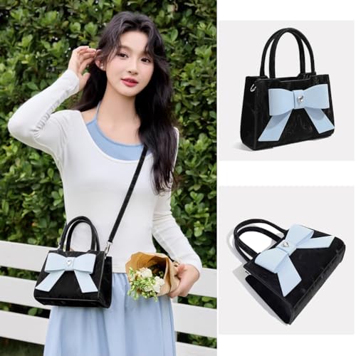 Beatfull Cute Bow Purse Small Top Handle Crossbody Handbags for Women Trendy Leather Square Shoulder Bag Y2K2