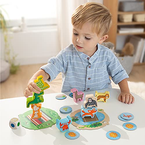 Image of HABA My Very First Games - Animal Upon Animal Junior: Toddler Stacking Game for Preschool Learning Activities & Fun Family Games for Ages 2+