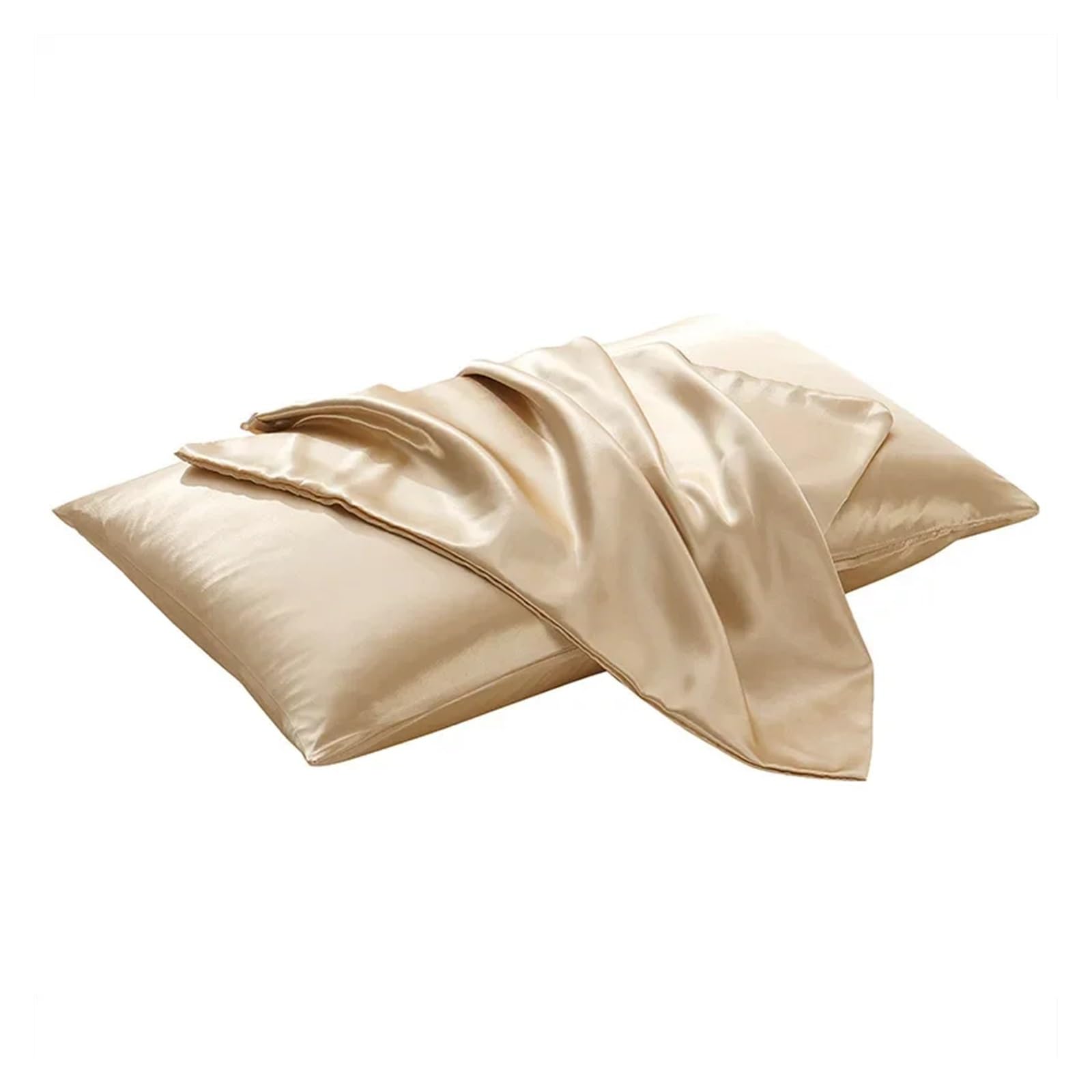 Silky Pillow Covers, 2 pcs Satin Envelope Closure Pillowcases Multicolor Multiple Sizes(Champagne,51x66cm)