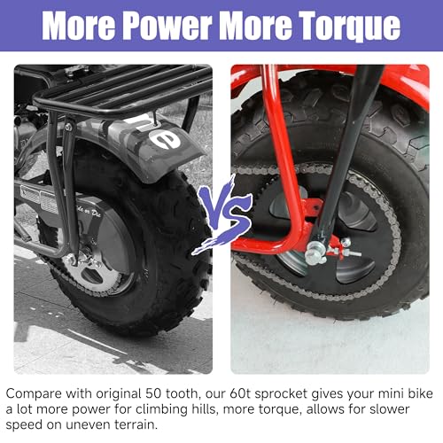 Image of 420 Chain Replacement for Coleman Mini Bike BT200X CT200U CT200U-EX Baja TrailMaster Warrior MB200 MB165 Axis M200 Predator 212cc 196cc 200cc 6.5hp Powersports Parts 60 Tooth Sprocket 420 Chain