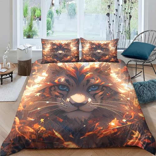 Housse de couette tigre lit 140x200 super douce 3D