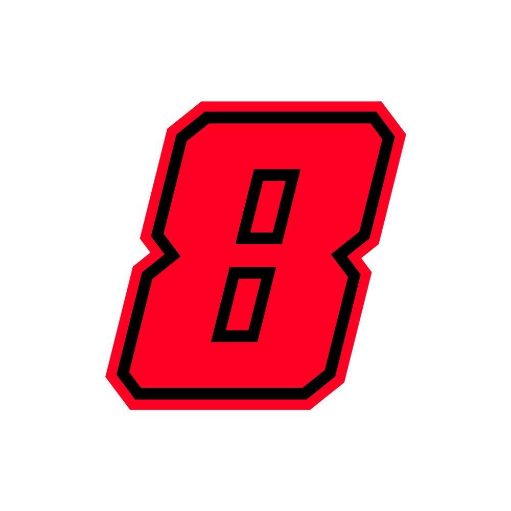 4R Quattroerre.it 13398 Racing Number 8 Moto GP, Neon Red, 10 x 10 cm