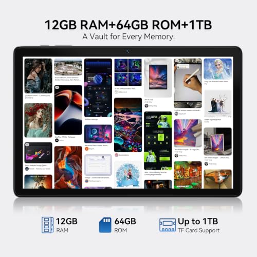 Image of 10.1 Inch Android 16 Tablet, 12GB + 64GB, Helio G80 for Home Use, WiFi