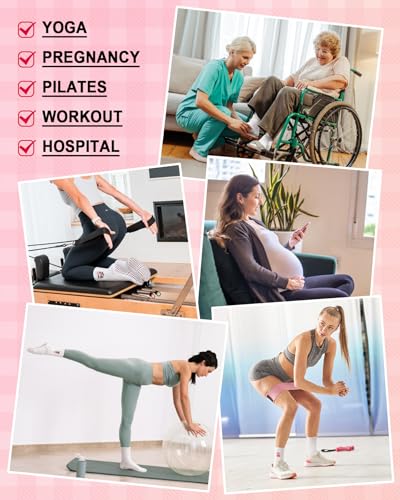 Image of Pilates Socks for Women, Non Slip Grip Socks for Yoga, Barre, Hospital, Grippy Socks Womens Gifts, 4 Pairs