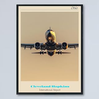 Air Plane travel Poster - Ohio map Wall Decor - Aviation Wall Art - Pilot Wall Art - Vintage AirCessna/plane Decor - Airport Plane Prints for Boys Room | 12x18 Inches Unframed 2BSgA8