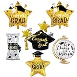 6Pcs Congrats Balloons for Graduation Decorations, Class of 2026 Congrats Grad Aluminum Foil Balloons for College High School Graduation Party 2026