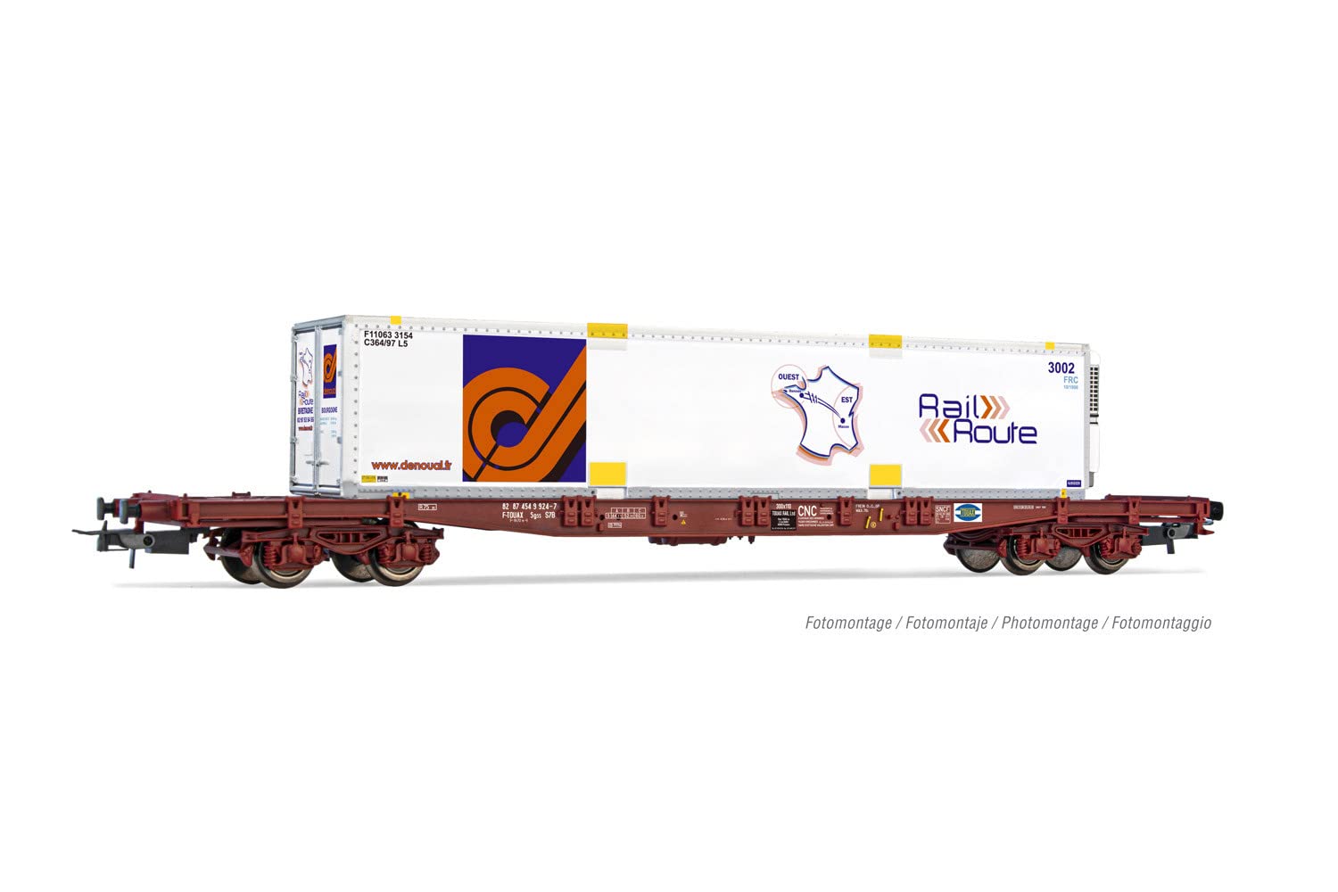 Jouef Wagon TOUAX Porte-conteneurs à 4 essieux S70 avec Caisse Mobile
