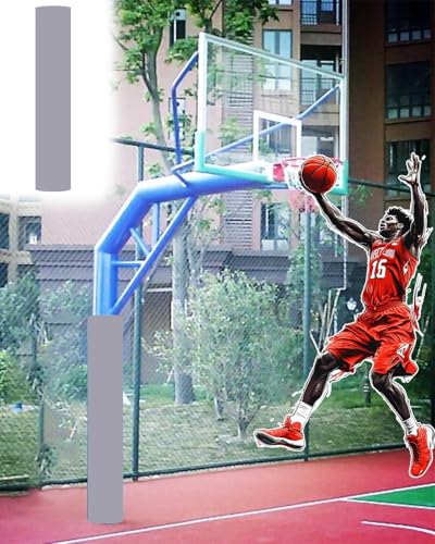 Wrap Around Basketball Pole Padding for Garage & Basement - 4-8 Inch Round Support Post Pad, Protective Return Pole Wrap for All Goals (Gray, Dia 8.6in/0.72ft/22cm)