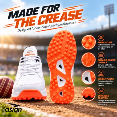 Image of ASIAN All Rounder-01 Men's Cricket Shoes | Lightweight, Durable Sports Shoes with Superior Grip, Cushion Comfort & Steady Support for All-Terrain Cricket Play