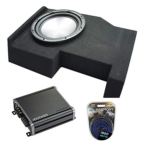 Harmony AudioHA-A102 Bundle Compatible with GMC Sierra Crew Cab 2014-2018 Single 10 Sub Box CXA800.1 Amp