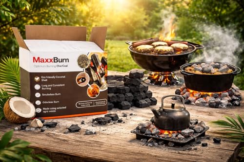 Image of ECOFRIENDLY SMOKELESS Premium Charcoal BRIQUETTES Long Burn, Odorless, Ideal for BBQ Tandoor (2.50 Kg)