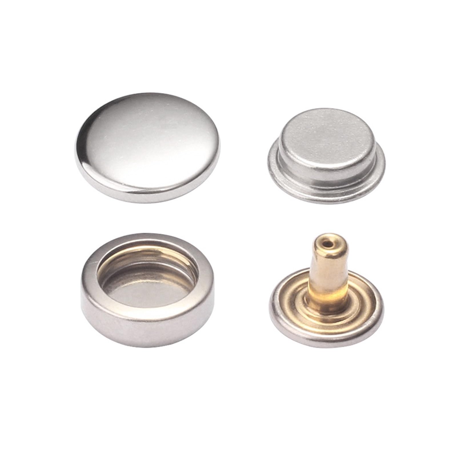 Snap Fasteners Botón Die 20 juegos de herramientas broches costura, remaches Metal