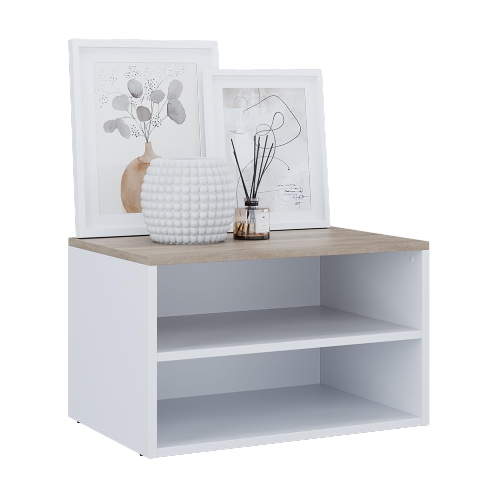 Vicco Cassettiera Betti, Bianco/Sonoma, 60 x 36 cm | con 2 scomparti, adatto per la conservazione in soggiorno o in camera da letto