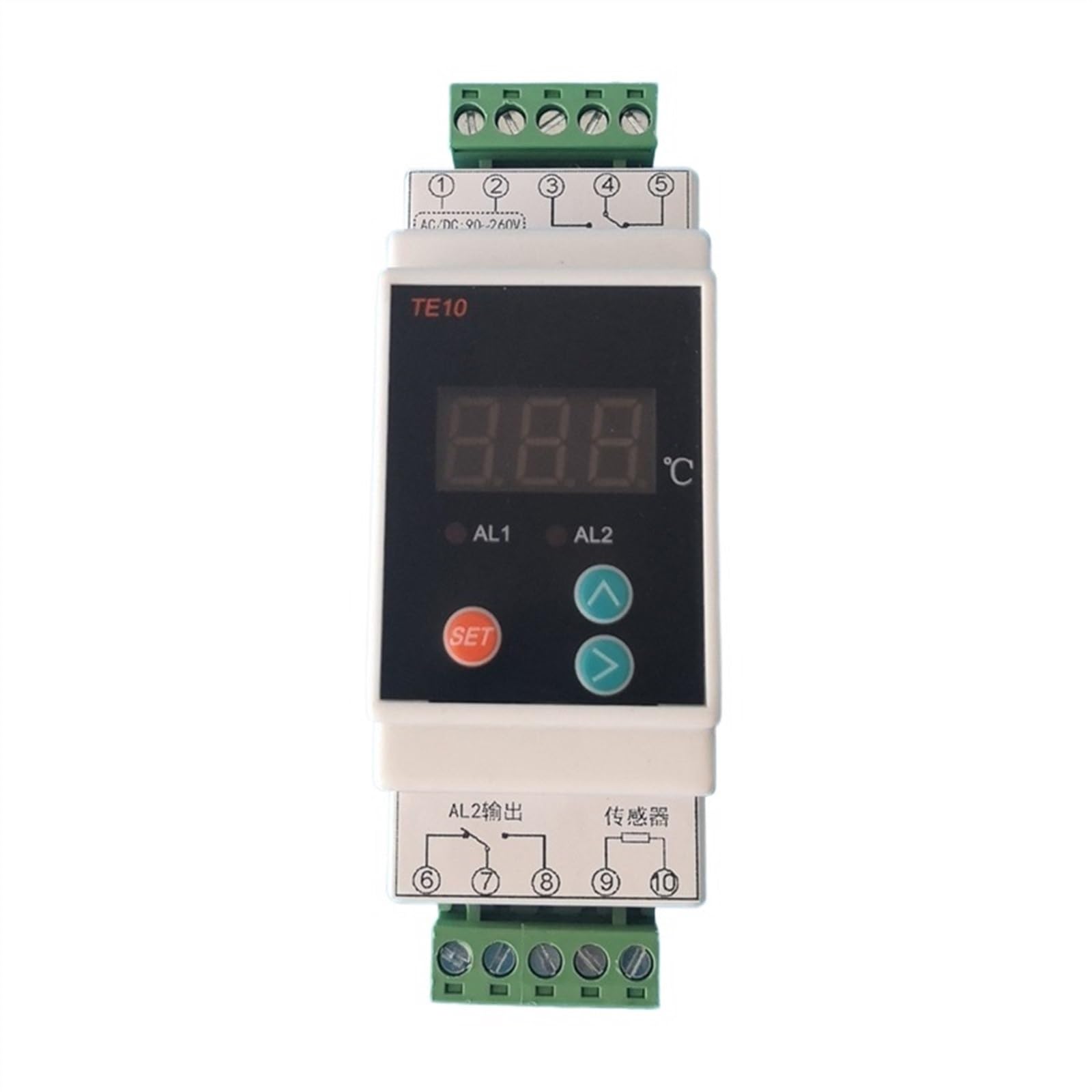 Termostato DIN con sensore Standard 2 Uscita relè Funzione -40~110℃ Alta/Bassa Temperatura NO NC Uscita comune 7A/250VAC