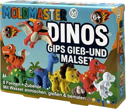 Juego de manualidades de yeso para niños, figuras de fundición, pintar, juego creativo de bricolaje, limpio, sencillo, no tóxico, idea de regalo divertido para colorear MoldMaster (dinosaurios)