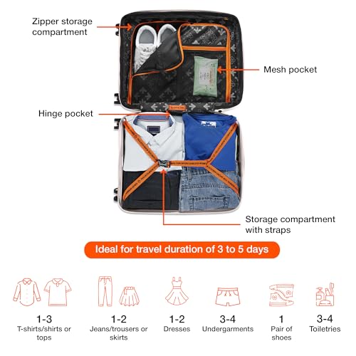 Image of Nasher Miles The Line Hard-Sided Polypropylene Cabin Luggage 20 inch | 55cm | 8 Wheels Small Trolley Bag for Travel | Suitcase (White)