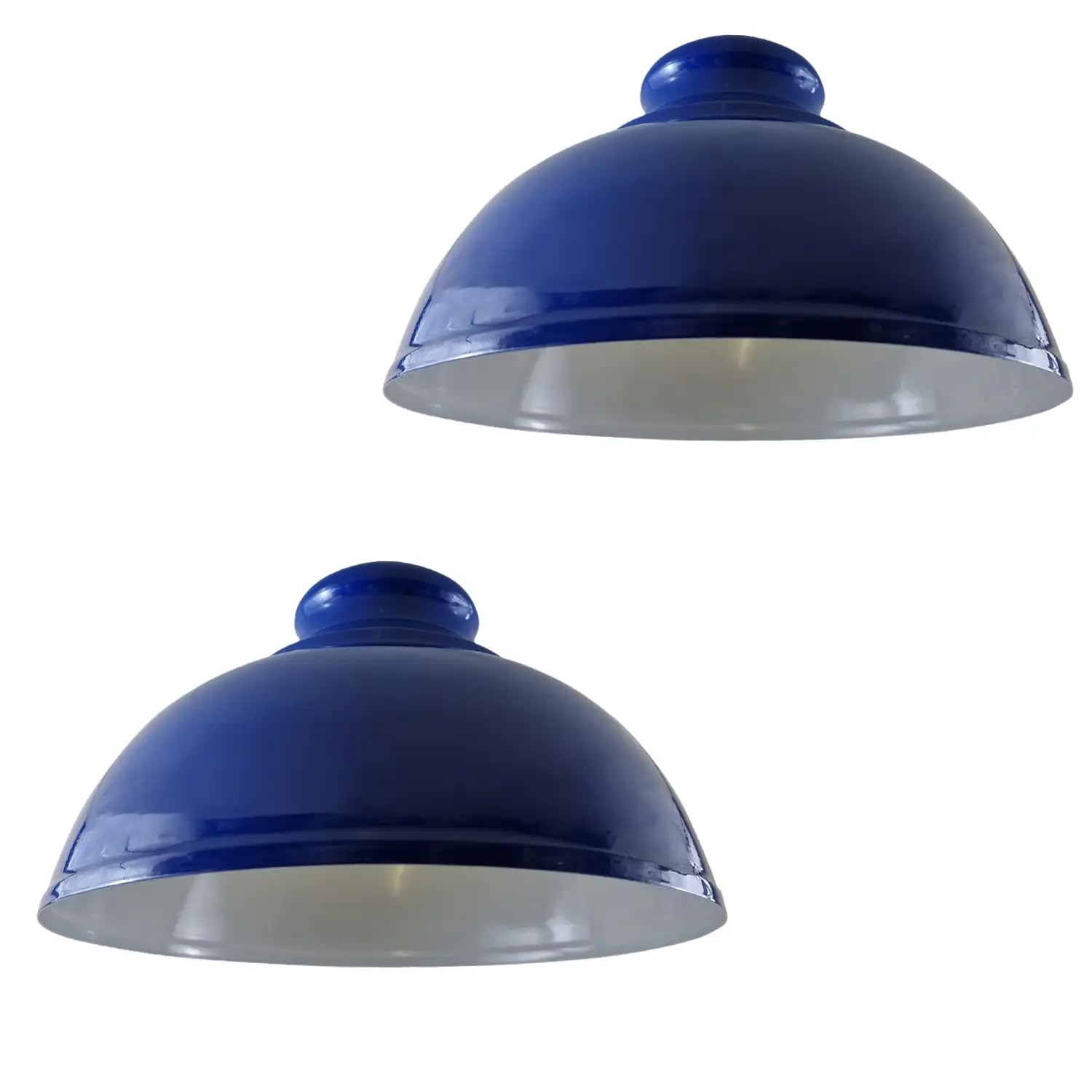 LEDSone 2 Pack Retro Ceiling Light Easy Fit-Pendant Metal-29cm Curvy lampshade-Modern Industrial Vintage Look Lamp Shade for Living Room (Navy Blue - 2 Pack) โ image 1
