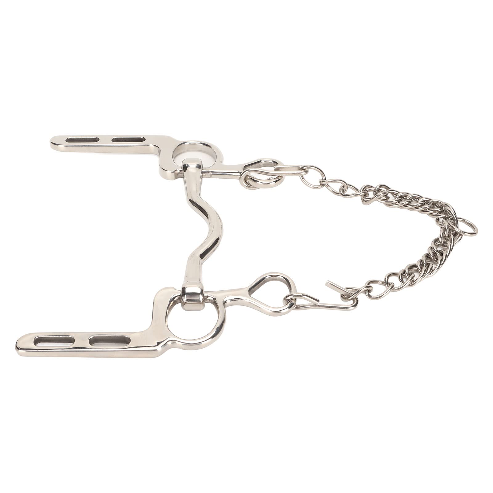 Bocado de Boca de Caballo de Acero Inoxidable, bocado de rienda a Prueba de óxido con Gancho de Rodillo y Cadena para un Control fácil, diseño sin presión sobre el paladar para gra