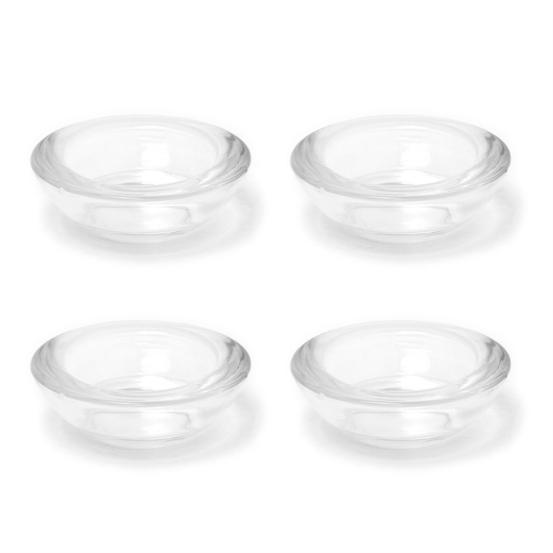 Set of 4 Clear Glass Tea Light Holders | Pack of 4 Round Tealight Candle Holders | Glass Candle Holders Votive Candle Pots