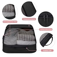 BAGLHER Packwürfel Kompression für die Reise - Extrem platzsparender Koffer-Organizer-Set, wasserdichte Packtaschen, Schwarz – Ansicht 4