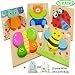 Diojilad Wooden Jigsaw Puzzles Toys for 1 2 3 4 Years Old Girls Boys Toddler Toys for Color Shapes Cognition Skill Learning Early Educational Toys Gifts with 5 Cute Animal Puzzles