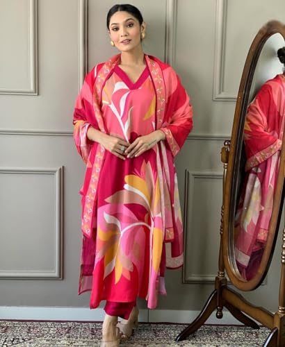 Image of ANNI DESIGNER Women's Cotton Blend Kurta With Pant & Dupatta