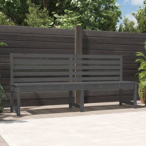 Vetnasa Banco de jardín Madera Maciza Pino Gris 201,5 cm Mobiliario, Muebles de jardín, Asientos de Exterior, Bancos de jardín Gris 21,79 KG