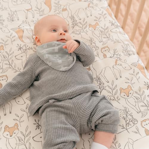 Image of Crane Baby 100% Cotton Sateen Fitted Baby Sheets, Breathable, Fits 28X52 Standard Mattress, Gender Neutral Bedding, Woodland Animal Crib Sheet