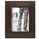 Eosglac Rustic Picture Frame 5x7, Weathered Dark Brown Reclaimed Look Wooden Photo Frame, Table Display with Easel