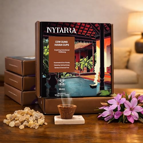 Image of Nytarra Havan Cups - 60 pcs | Cow Dung Base | Premium Havan Cups Made with Herbs, Jatamansi, Ashwagandha, Guggal, Loban | Best for Pooja, Havan & Daily Rituals | Bamboo & Charcoal-Free