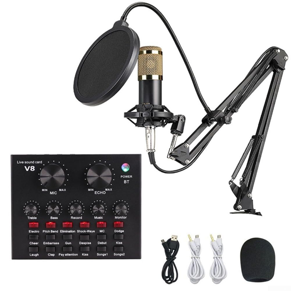 HpLive V8 V8S - Mezclador de audio USB para teléfono y ordenador, mezcla de sonido profesional y tarjeta de sonido para transmisiones en directo (V8 tarjeta de sonido)