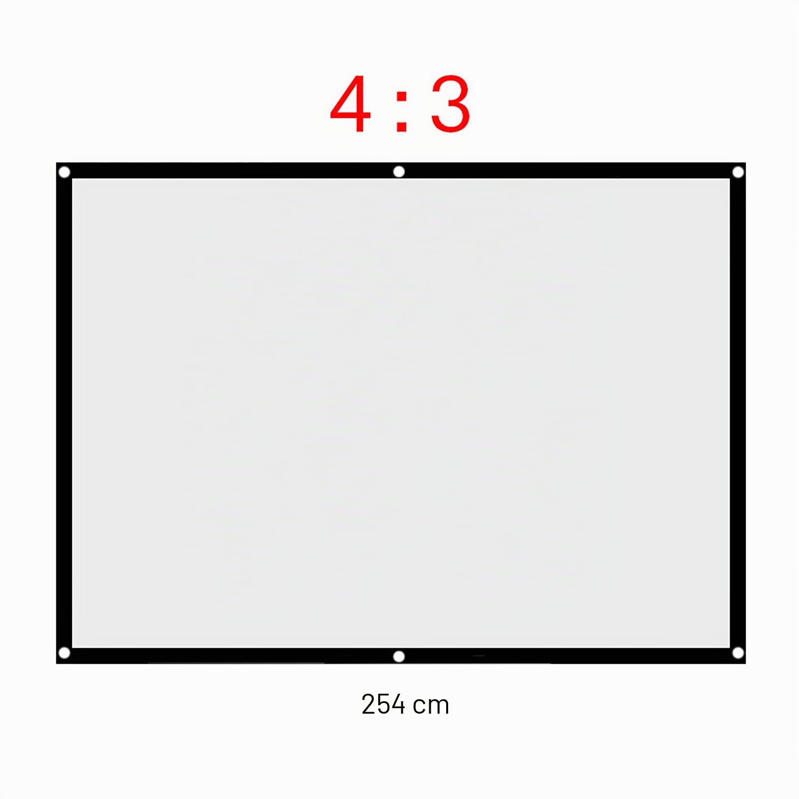 Écran de Projection de 254 cm, écran de Projection Pliable 4:3 avec Bordure Noire et Trous de Suspension, Rideau de Projection translucide Portable pour cinéma Maison, intérieur et extérieur