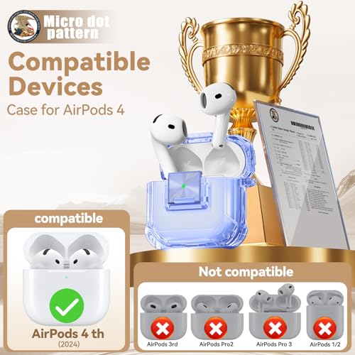 Image of for Airpods 4 Case with Safety Lock,Clear Case Soft TPU Shock-Proof Protective Cover with Cute Bling Keychain and Cleaner kit for Women Girls-Clear Blue
