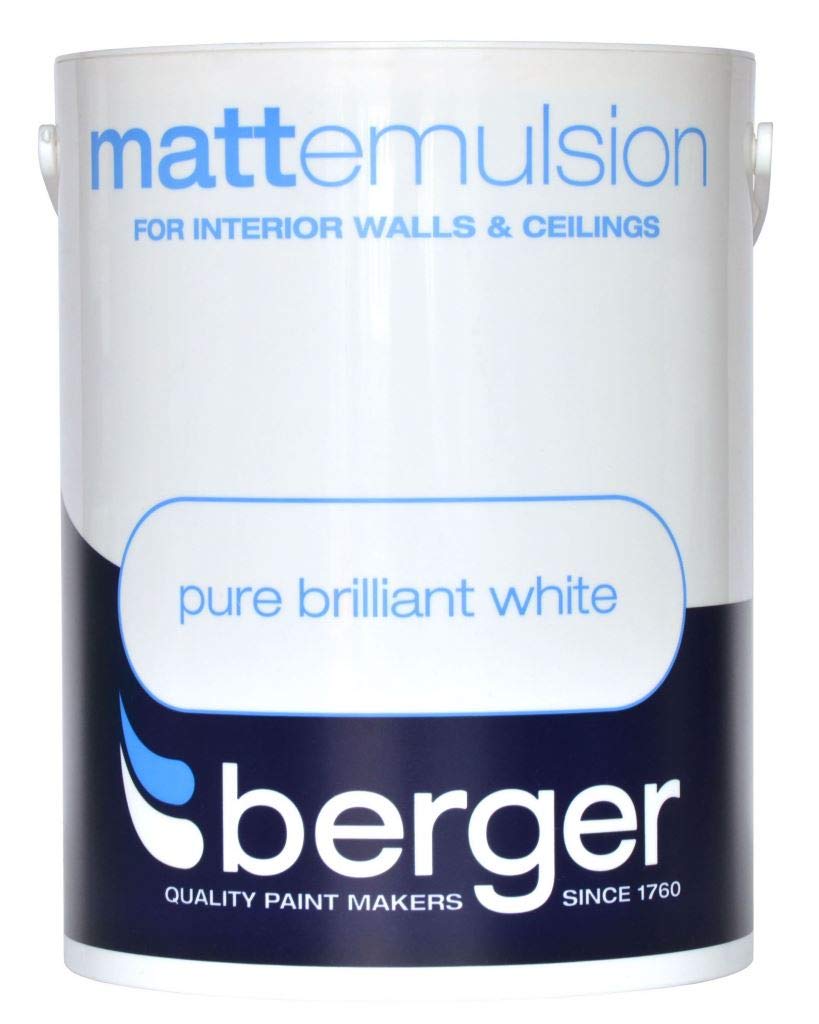 Berger Pure Brilliant White Walls And Ceilings Matt Emulsion Paint 5L