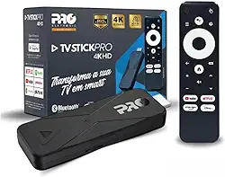TV Stick Pro 4K Android TV com 2GB RAM, 16GB, Wi-Fi 5GHz, Bluetooth, Controle Remoto com Comando de Voz