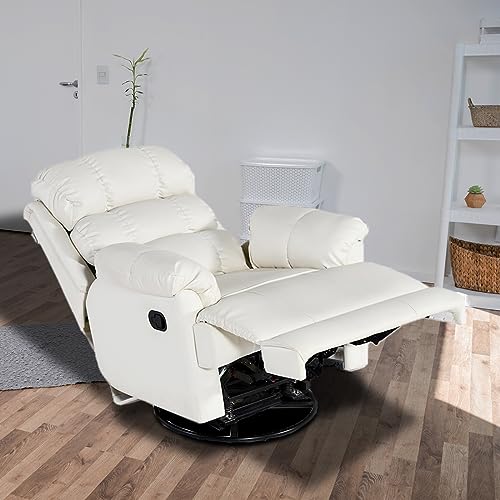 Image of Recliners India Single Seater Manual Rocking & Revolving Recliner Sofa | 3 Modes of Comfort | 361 Manual Rocking & Revolving Recliner | Cushion Armrest | Living Room Recliner Sofa | Colour- White