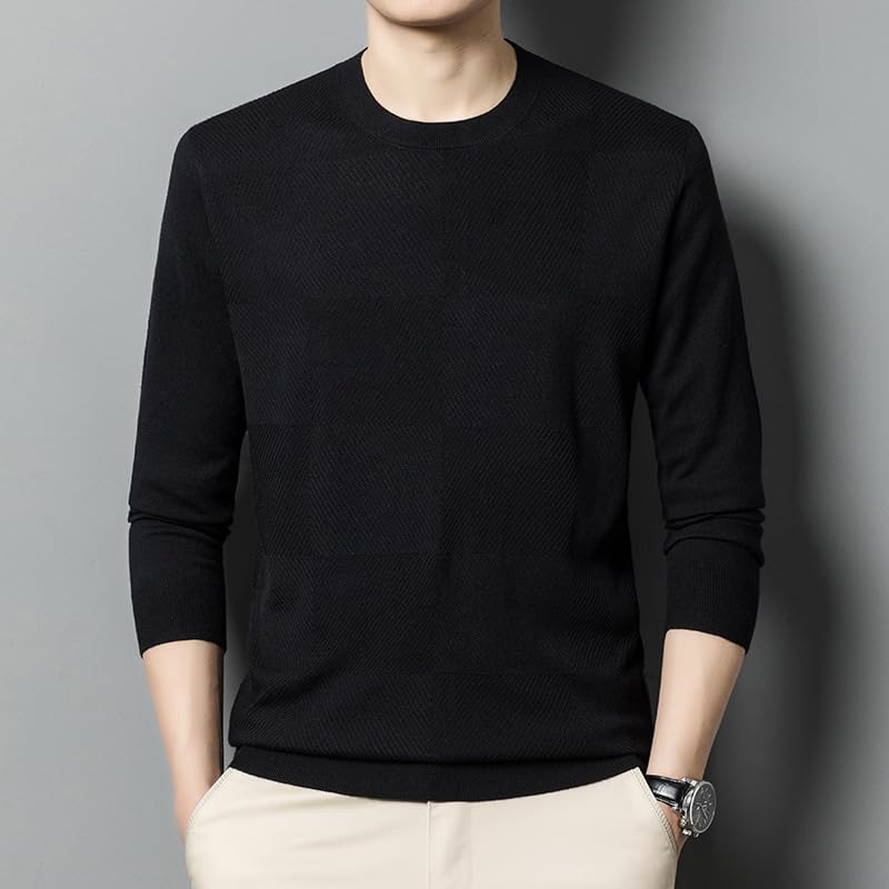 Men's Round Neck Wool Knit Sweaters for Middle Age in Spring and Autumn3