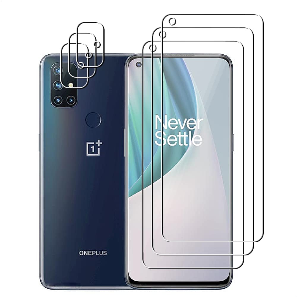 (3+3) For OnePlus Nord N10 5G (3 Pack) Tempered Glass Screen Protector with Camera Lens Protector, Anti Scratch, HD Clear