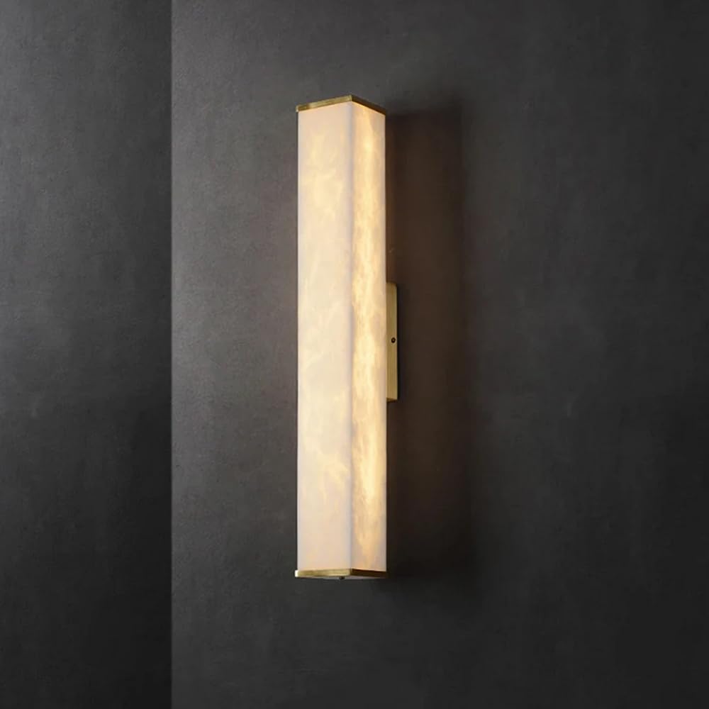 HUAYUSEDF Alabaster Wall Sconces Lights Natural Marble Lamp Modern Spanish Bathroom Vanity Sconce Lighting Gold Light Fixtures Decor for Bedroom Staircase
