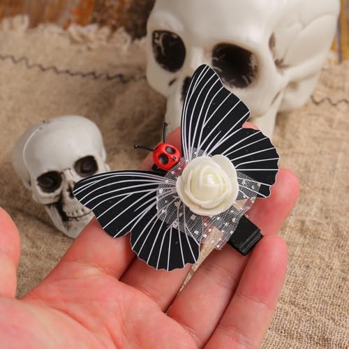Image of Havilah Halloween Hair Clip 2 Pcs - Skull Butterfly Hair Clips Cosplay Party Hairpins Hair Pins