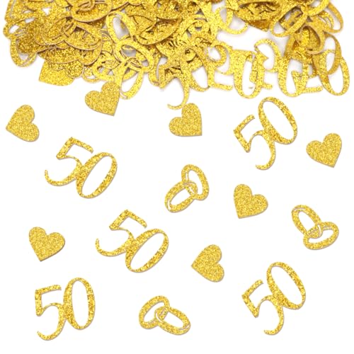 100 Stück Streudeko Goldene Hochzeit, Glitzer Konfetti 50 und Herz, Tischdeko Goldene Hochzeit, Konfetti für 50. Jubiläum Deko 100 Stück Streudeko Goldene Hochzeit, Glitzer Konfetti 50 und Herz, Tischdeko Goldene Hochzeit, Konfetti für 50. Jubiläum Deko