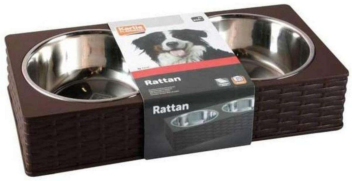 Flamingo e-78198 Mangiatoia Rattan 2 x 850 ml
