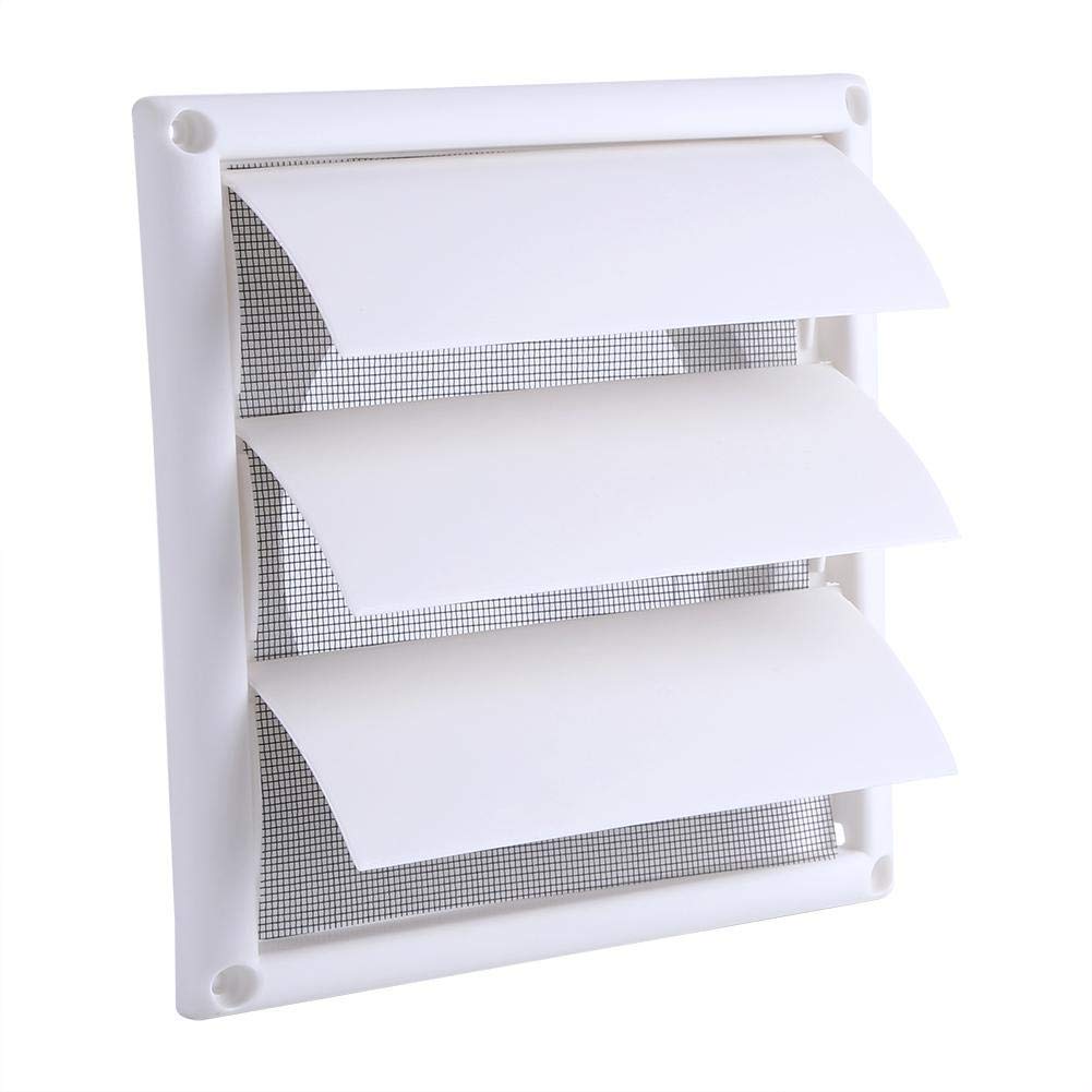 Plastic Vent, 1 x 3-Flap Plastic air Outlet Grille Cover, Wall Duct Ventilation Grille with net for Duct Opening (20 x 20 cm)