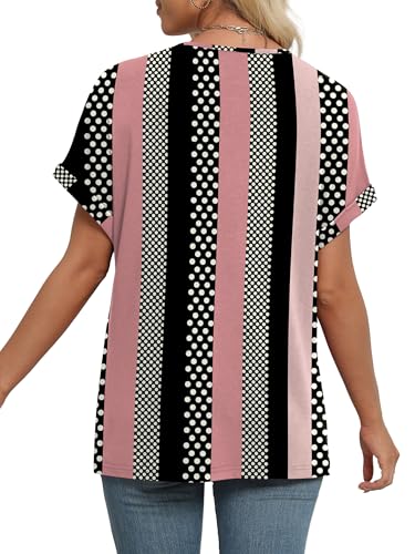 Image of WIHOLL Womens Summer Tops Short Dolman Sleeve Shirts 2026 Fashion V Neck Outfits Clothes
