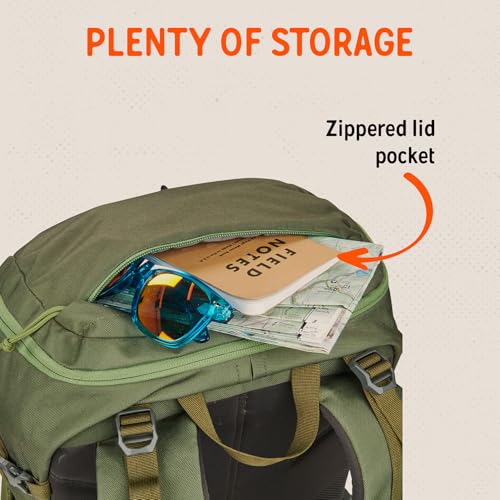 Image of Kelty Asher Backpack, Daypack to Multi-Day Backpacking Capacity, Hiking, Lightweight Travel Pack, Internal Frame (35L Winter Moss)