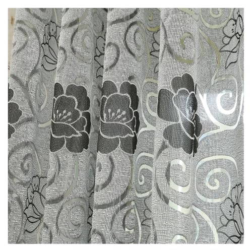 WLTYSM Cortinas semiopacas con diseño Floral de Jacquard Corto, tratamientos de Cortinas Modernas for Cocina, Sala de Estar, Ventana, confeccionadas(Double Grey,Grommet Top_W100XL130CM 1PC)