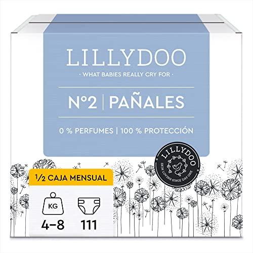 Pañales hipoalergénicos LILLYDOO, talla 2 (4-8 kg), 3 paquetes de 37 pañales (111 pañales) (FSC Mix)